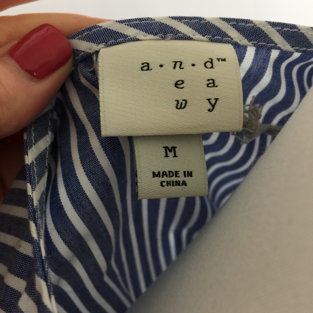 A New Day Chambray Faux Wrap Stripe Dress - Picture 6 of 8